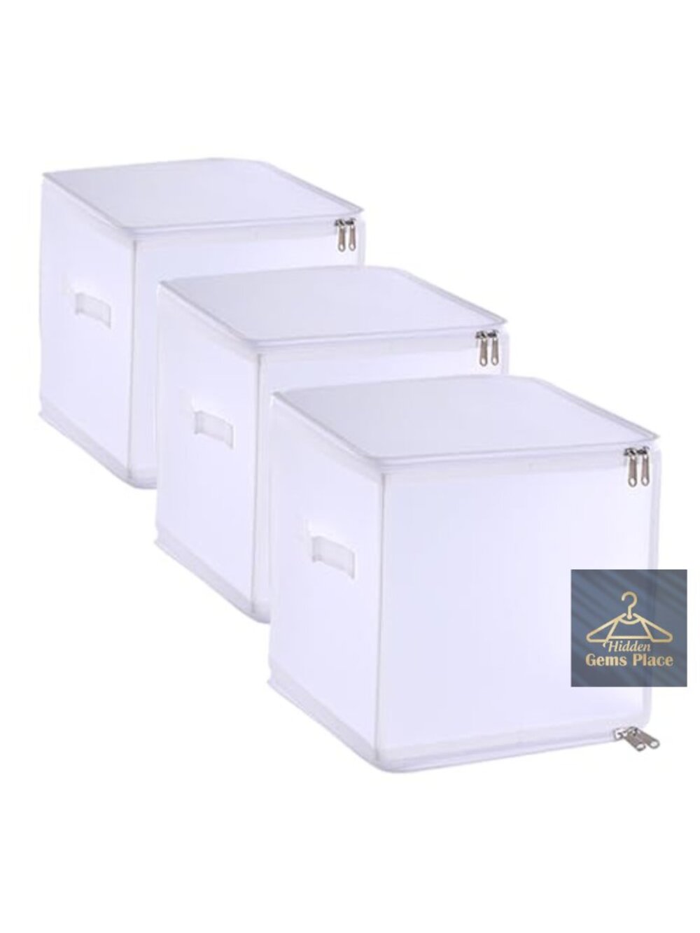 3 Pack Half-Clear Storage Bags with Smooth Zipper 27L Foldable Waterproof